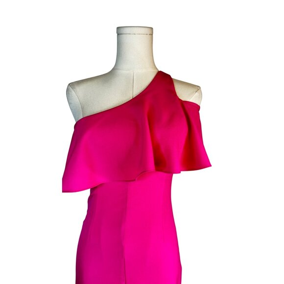 2/$30 Dear Moon Hot Pink One-Shoulder Ruffle Mini Dress - Picture 14 of 15